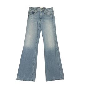 Nili Lotan Jeans Womens 29x32 Blue Celia Flare Leg Made in USA Distressed Denim